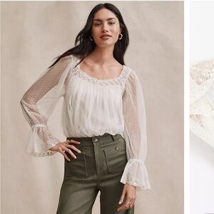 NWOT Loft Dotted Tulle Blouse